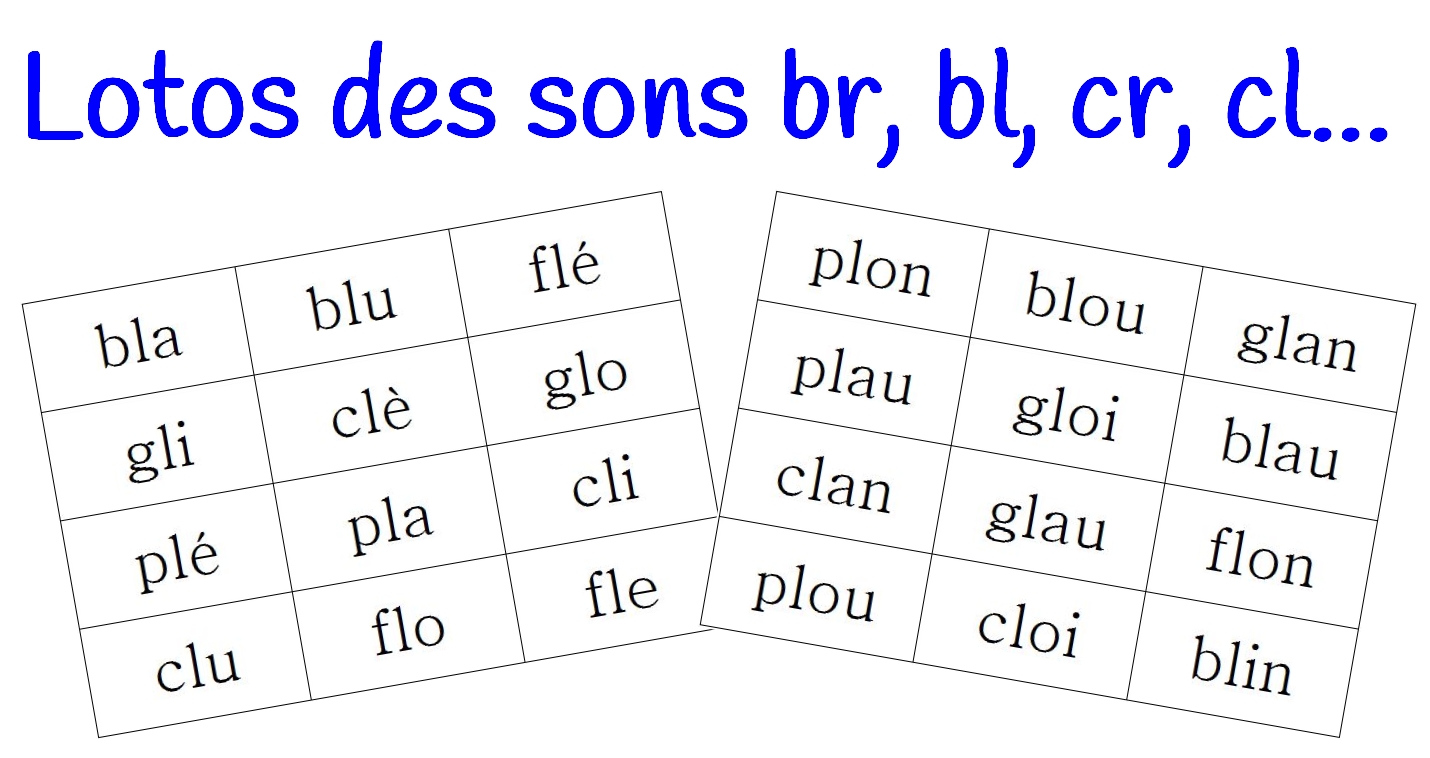 Loto Des Syllabes Br Bl Cr Cl